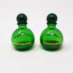 Vintage Pair of Empty Green Uralt Lavender Loshe Mini Perfume Bottles With Caps